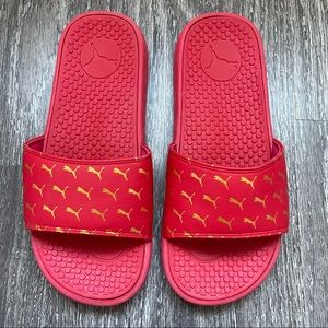 Puma Slides| Red & Gold